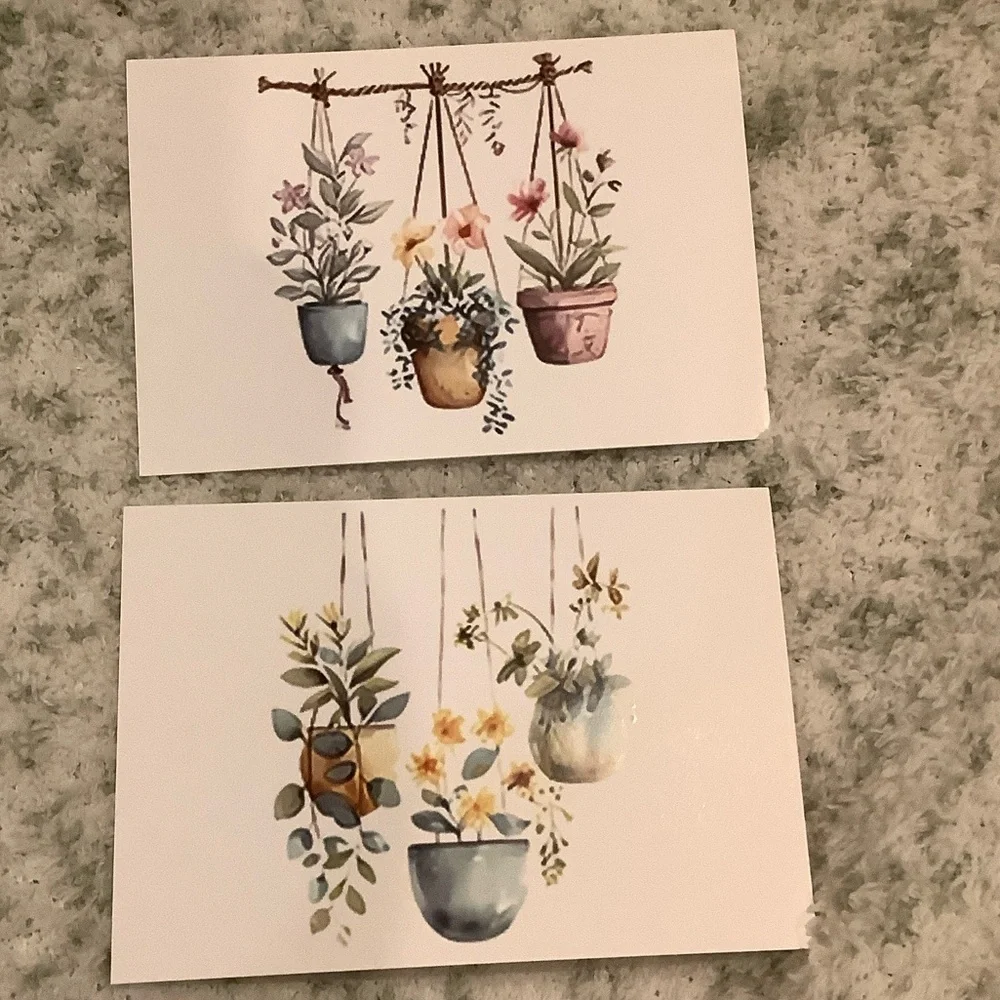 Hanging Plants Watercolor Note Cards Greeting Cards Set of 6 NWT Handcrafted - Picture 12 of 16